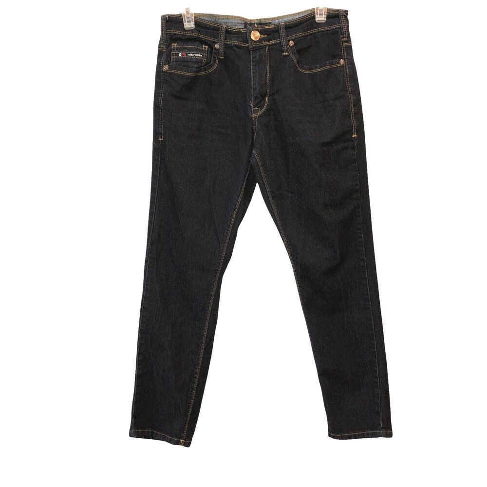 Fried Denim Mens Size 32 x 30 Slim Fit Dark Wash Black Pockets Denim Jeans